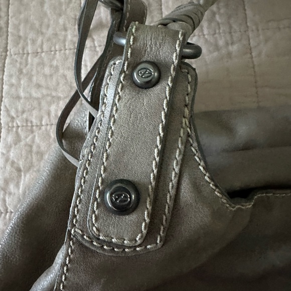 Designer Gray Structured Shoulder Bag with Metal Accents from Bloomingdale’s - Picture 2 of 16